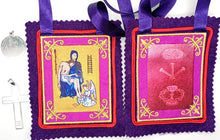 Cargar imagen en el visor de la galería, Escapulario Últimos... Bordado, Morado Marie Julie Jahenny
