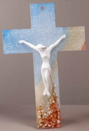 Cristo Cristal de Murano. Degrade murrina azul a tierra