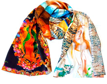 Cargar imagen en el visor de la galería, Mantilla seda, Estampada, Bufanda, Pañuelo de legítima seda.
