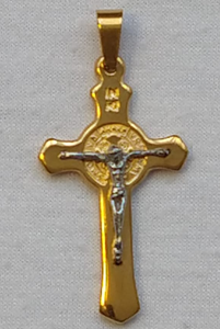 Cruz con medalla de san Benito acero