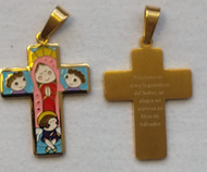 Cruz guadalupe, esmaltada con oracion al respaldo