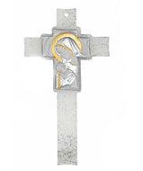 Cristo en Cristal de Murano Con Virgen en Plata bilaminada