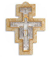 Cristo san Damian en Cristal de Murano Oro y Plata bilaminada
