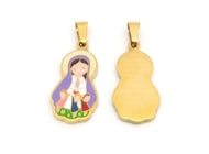 Medalla Fatima, acero dorado, Esmaltada