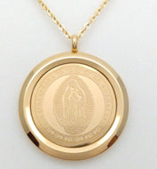 Juego y Aderezo Virgen de Guadalupe. Acero Dorado