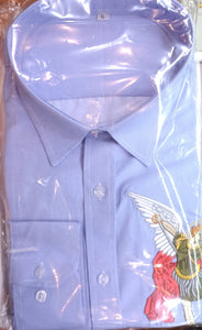 Camisa cuello vestido, manga larga, San Miguel bordado