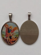 Medalla San Miguel Arcángel Resinada, con oración al respaldo