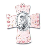 Cruz en Cristal de Murano y Angel de la Guarda en Plata bilaminada