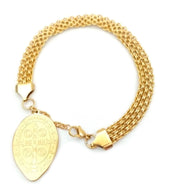 Pulsera tejido plano con medalla de San Benito alargada