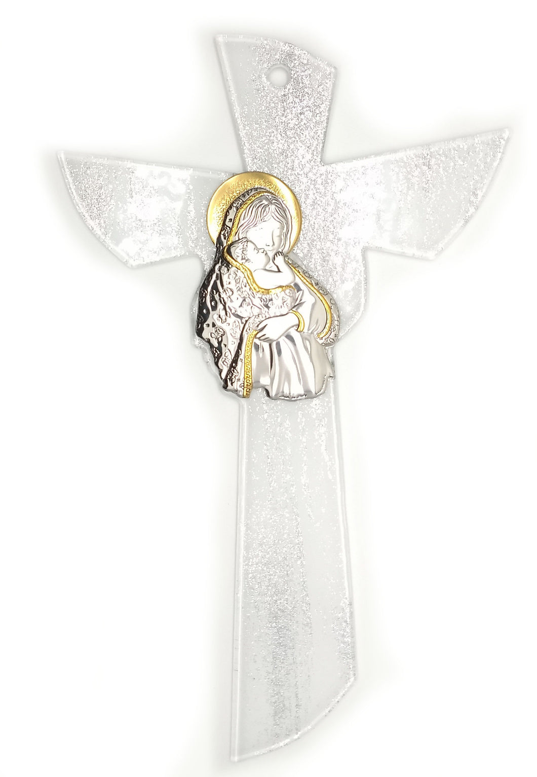 Cruz Cristal de Murano y Plata, Virgen