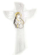Cruz Cristal de Murano y Plata bilaminada , Virgen